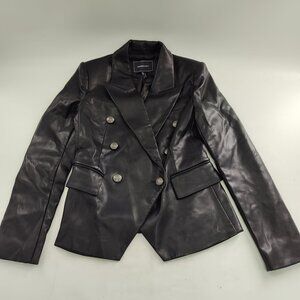 BCBGMAXAZRIA Women's Long Sleeve V Neck Slim Fit Vegan Leather Size 0  P#268@CMK